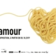 Visuel de l'exposition de l'amour à la Cité des sciences et de l'industrie représentant des pâtes formant un cœur