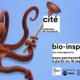 Visuel de l'exposition bio-inspirée à la Cité des sciences et de l'industrie représentant un poulpe tenant une ventouse dans une nageoire